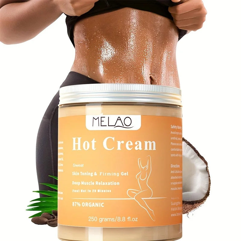 MELAO Hot Cream Massage Gel - Natural and 87% Organic Anti Cellulite Slimming Lotion