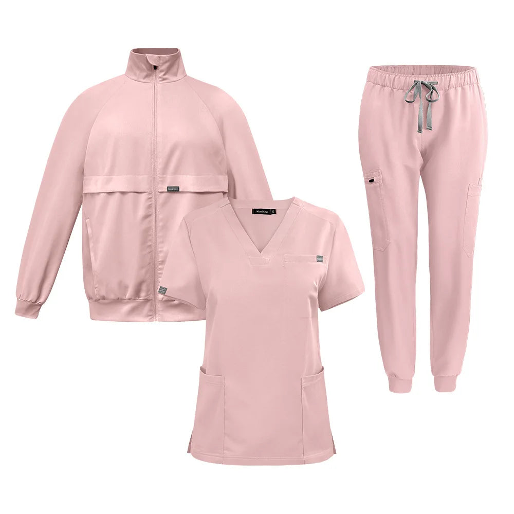 Custom Long Sleeve Stretchy Plus Size Jogger Fashion Doctor Nurse Uniforms