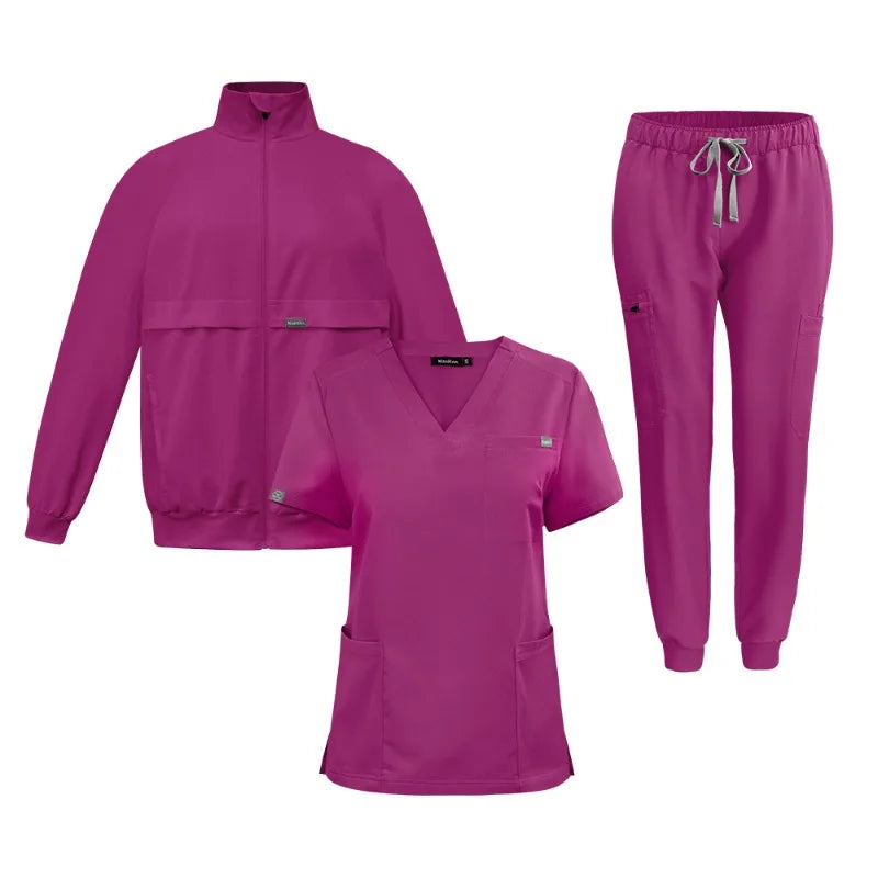 Custom Long Sleeve Stretchy Plus Size Jogger Fashion Doctor Nurse Uniforms