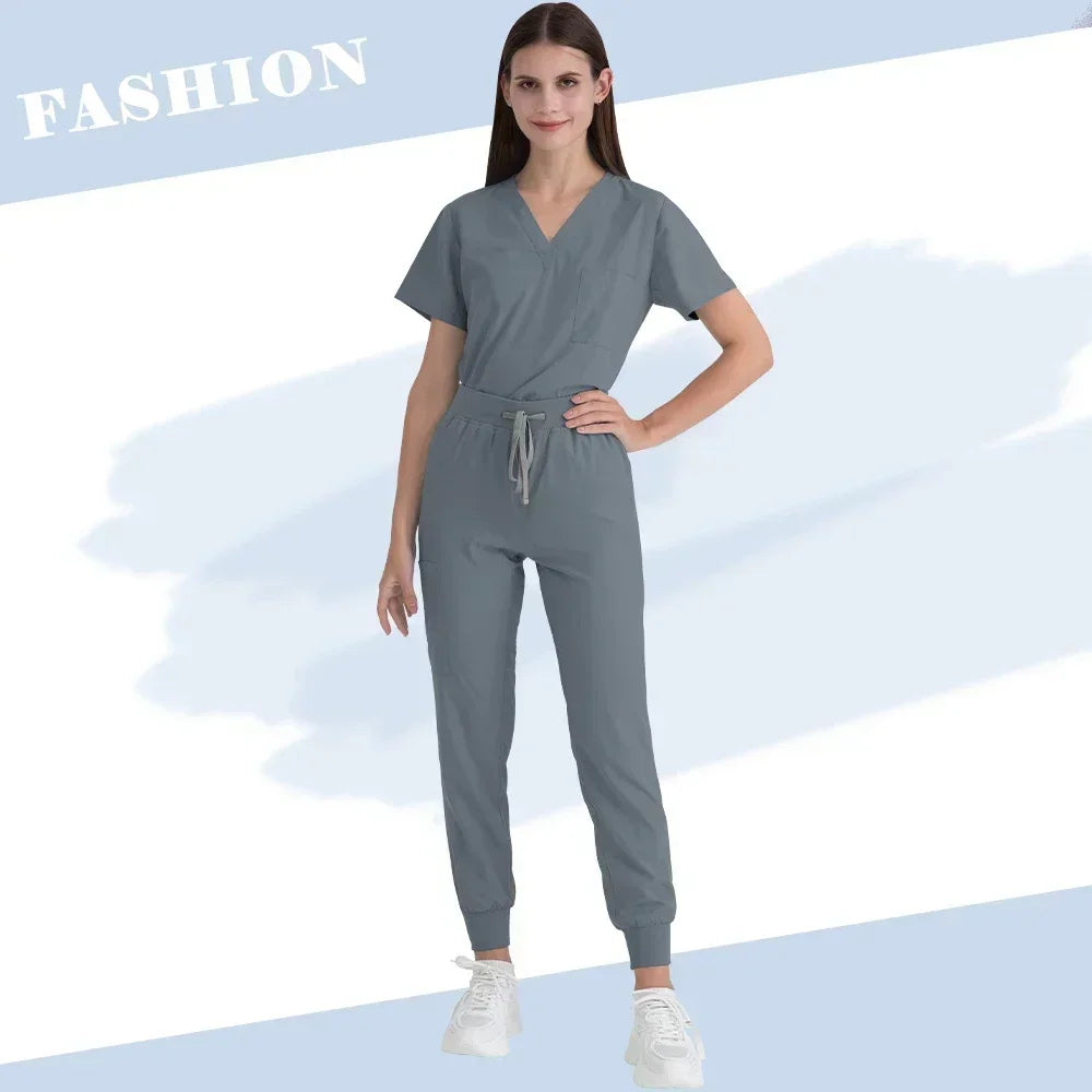 High Quality Doctor Hospital Uniforms Custom Logo Scrub Jumpsuit Women Sets