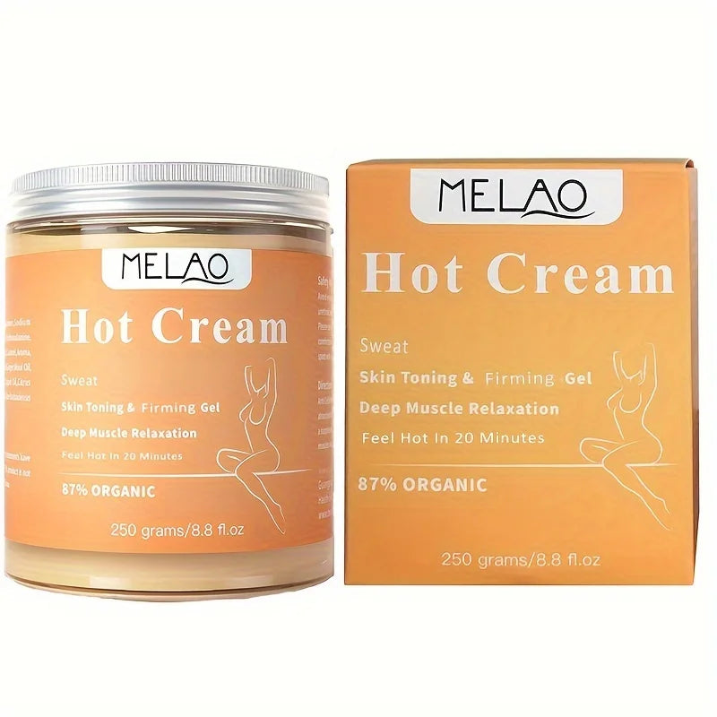 MELAO Hot Cream Massage Gel - Natural and 87% Organic Anti Cellulite Slimming Lotion
