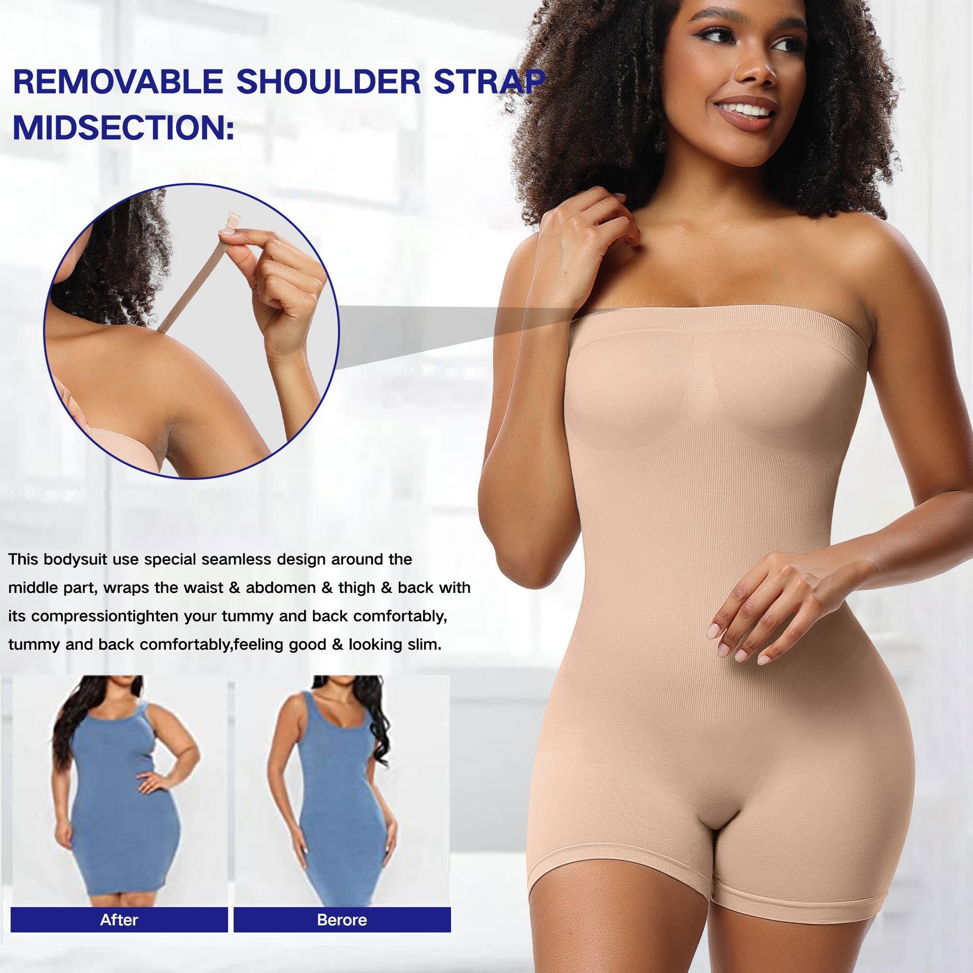 Women's Thin Body Shaper Strapless Colombian Fajas